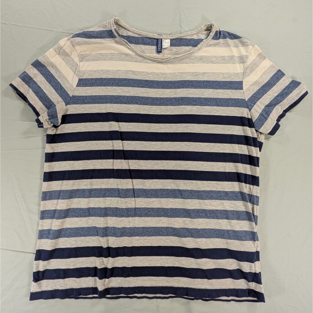H&M Divided basic striped T-shirt women’s size Large Blue & Gray
